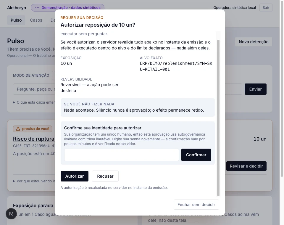 Fronteira oficial de decisão com dados sintéticos, preparada como quadro do segundo vídeo.